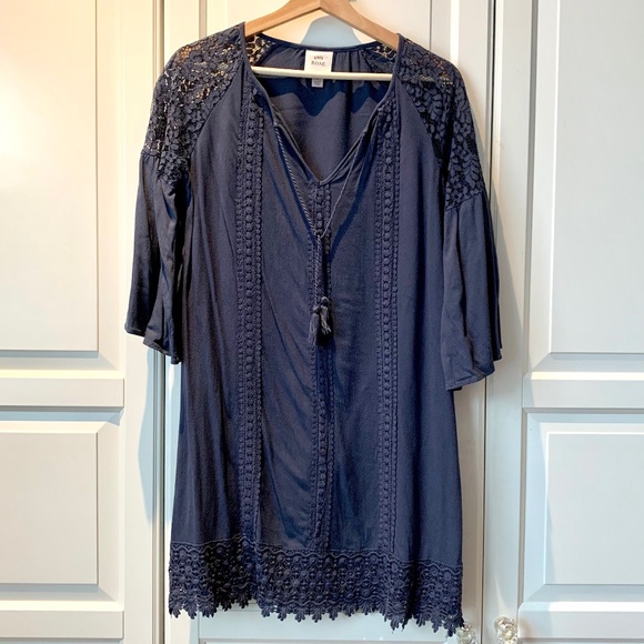 Boho Tunic Women's Dusty Blue Dress - Picture 1 of 4